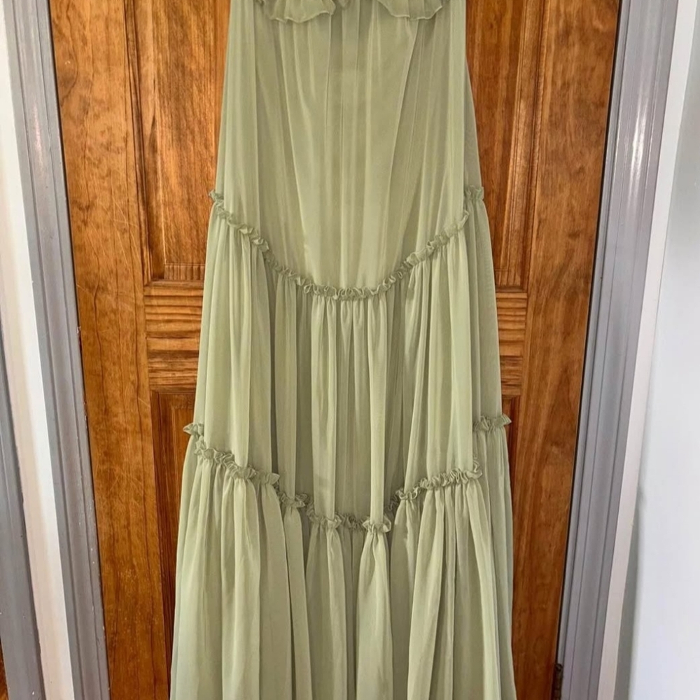 New Sage Green Bridesmaid Prom Boho Maxi Dress - Picture 4 of 8